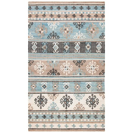 Safavieh Kilim Bohemian Flat Weave Rectangle Area Rug Blue & Ivory - 5 x 8 ft. KLM754M-5
